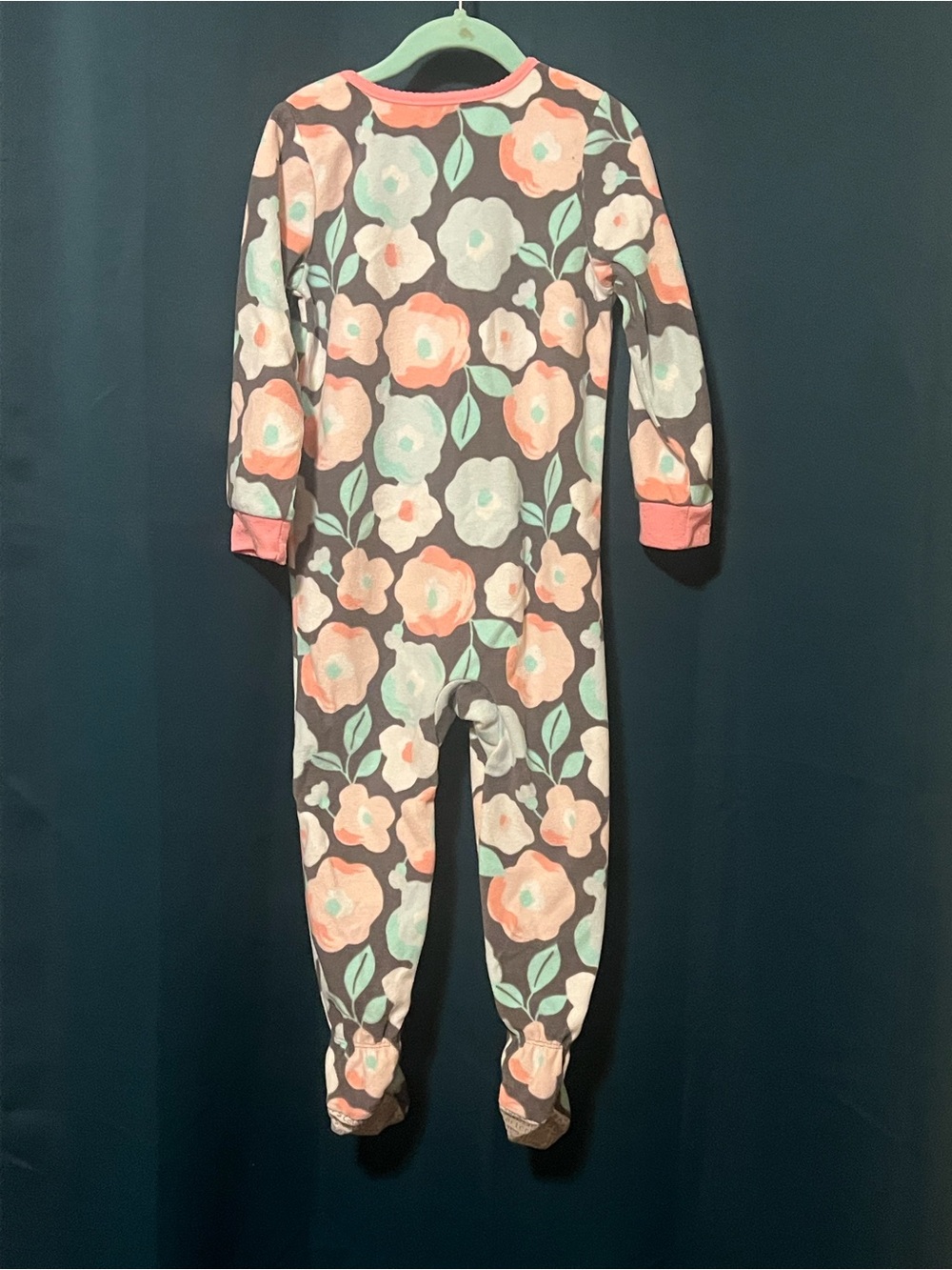Carter's Floral Footed One-Piece Pajamas - Pink, Mint & Gray